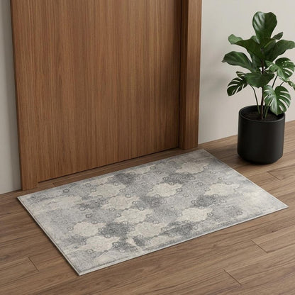 8' X 11' Gray Distressed Trellis Pattern Area Rug