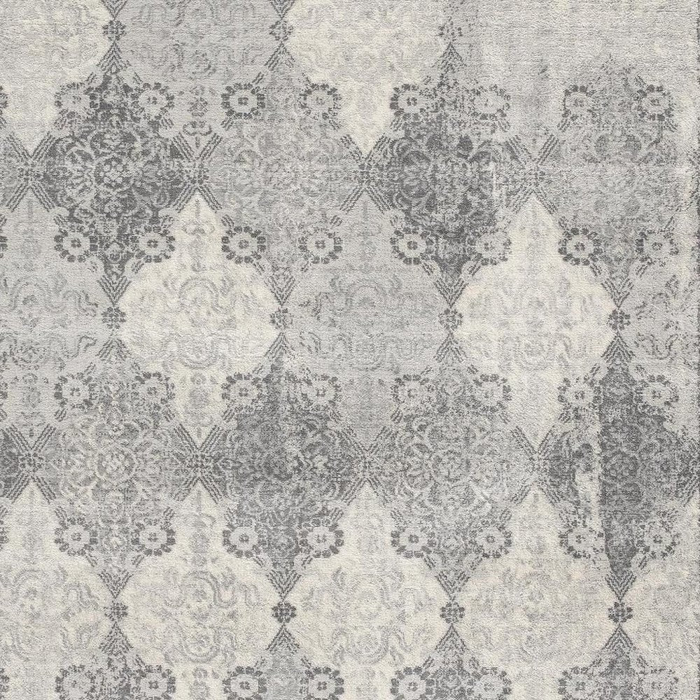 4' X 6' Gray Distressed Trellis Pattern Area Rug