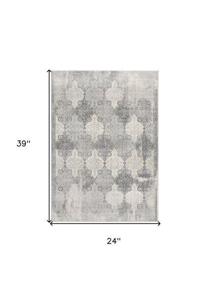 4' X 6' Gray Distressed Trellis Pattern Area Rug