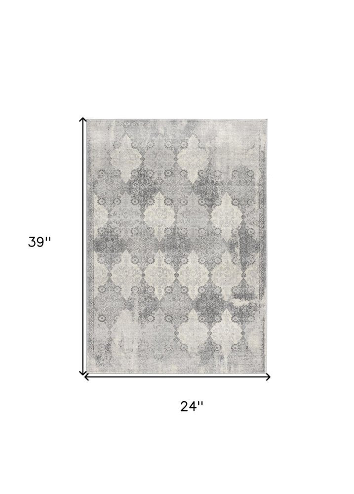 8' X 11' Gray Distressed Trellis Pattern Area Rug