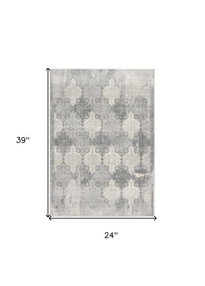 8' X 11' Gray Distressed Trellis Pattern Area Rug