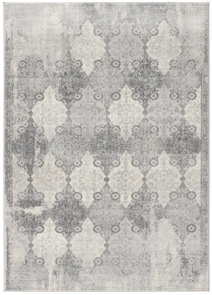 4' X 6' Gray Distressed Trellis Pattern Area Rug