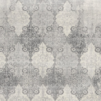 2' X 3' Gray Distressed Trellis Pattern Scatter Rug