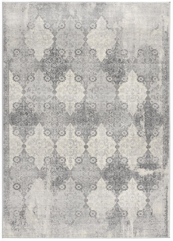 8' X 11' Gray Distressed Trellis Pattern Area Rug