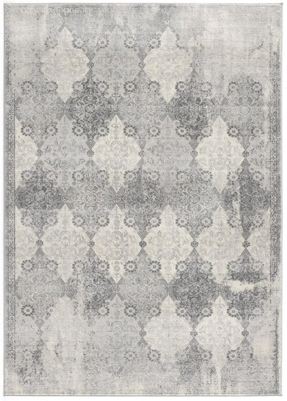 8' X 11' Gray Distressed Trellis Pattern Area Rug