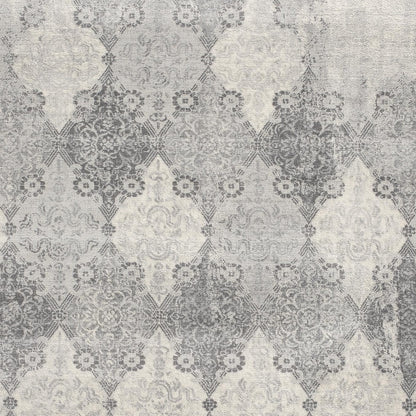 2' X 3' Gray Distressed Trellis Pattern Scatter Rug