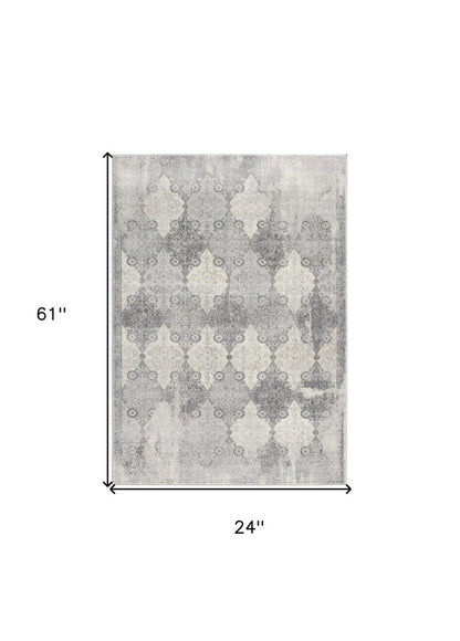 8' X 11' Gray Distressed Trellis Pattern Area Rug