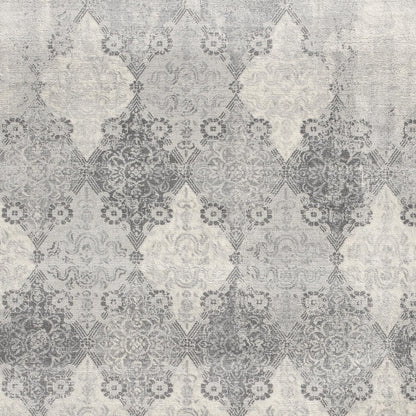 2' X 3' Gray Distressed Trellis Pattern Scatter Rug