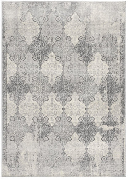 4' X 6' Gray Distressed Trellis Pattern Area Rug