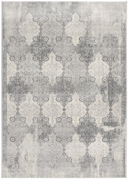 8' X 11' Gray Distressed Trellis Pattern Area Rug