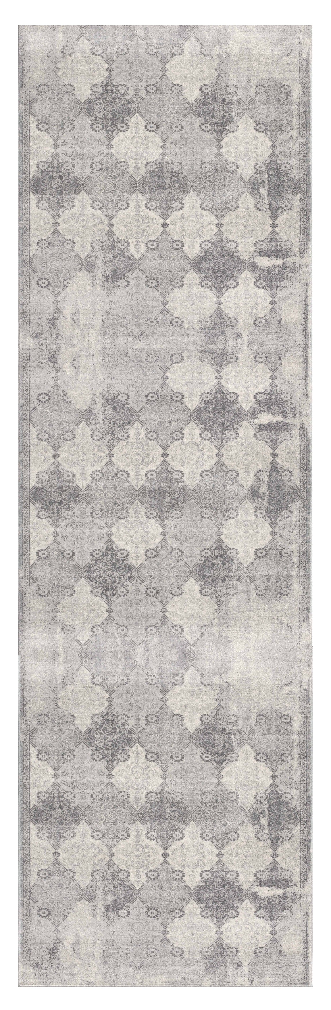 2' X 3' Gray Distressed Trellis Pattern Scatter Rug