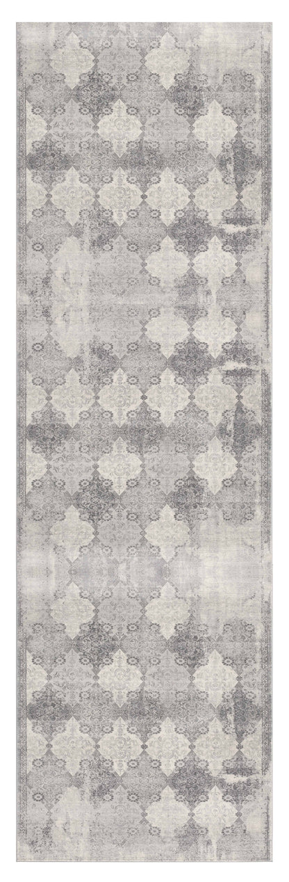 2' X 3' Gray Distressed Trellis Pattern Scatter Rug