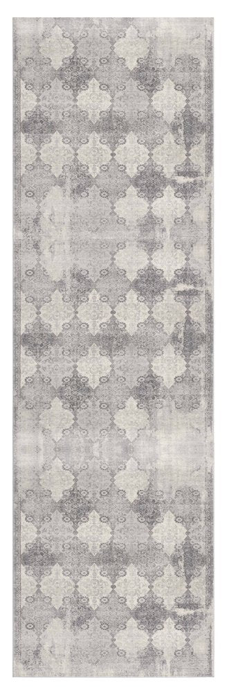 5' X 8' Gray Distressed Trellis Pattern Area Rug