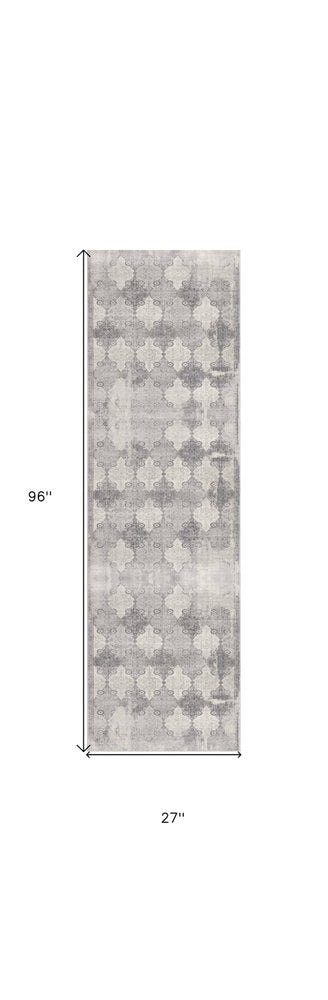 4' X 6' Gray Distressed Trellis Pattern Area Rug
