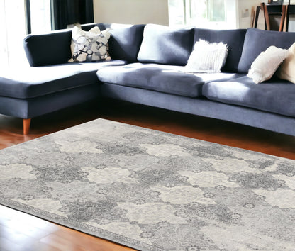 2' X 3' Gray Distressed Trellis Pattern Scatter Rug