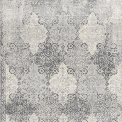 2' X 3' Gray Distressed Trellis Pattern Scatter Rug