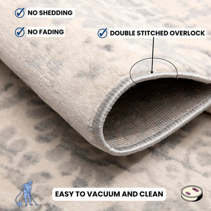 4' X 6' Ivory Distressed Ikat Pattern Area Rug