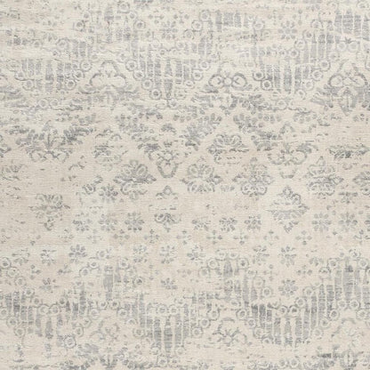 4' X 6' Ivory Distressed Ikat Pattern Area Rug