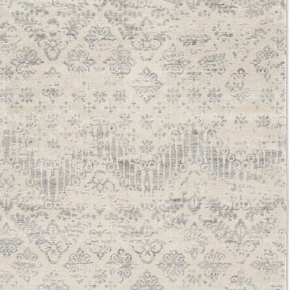 2' X 8' Ivory Distressed Ikat Pattern Runner Rug