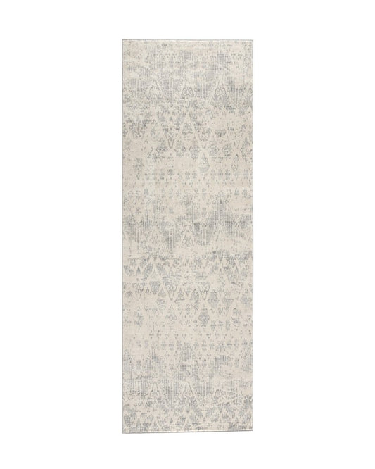 5' X 8' Ivory Distressed Ikat Pattern Area Rug