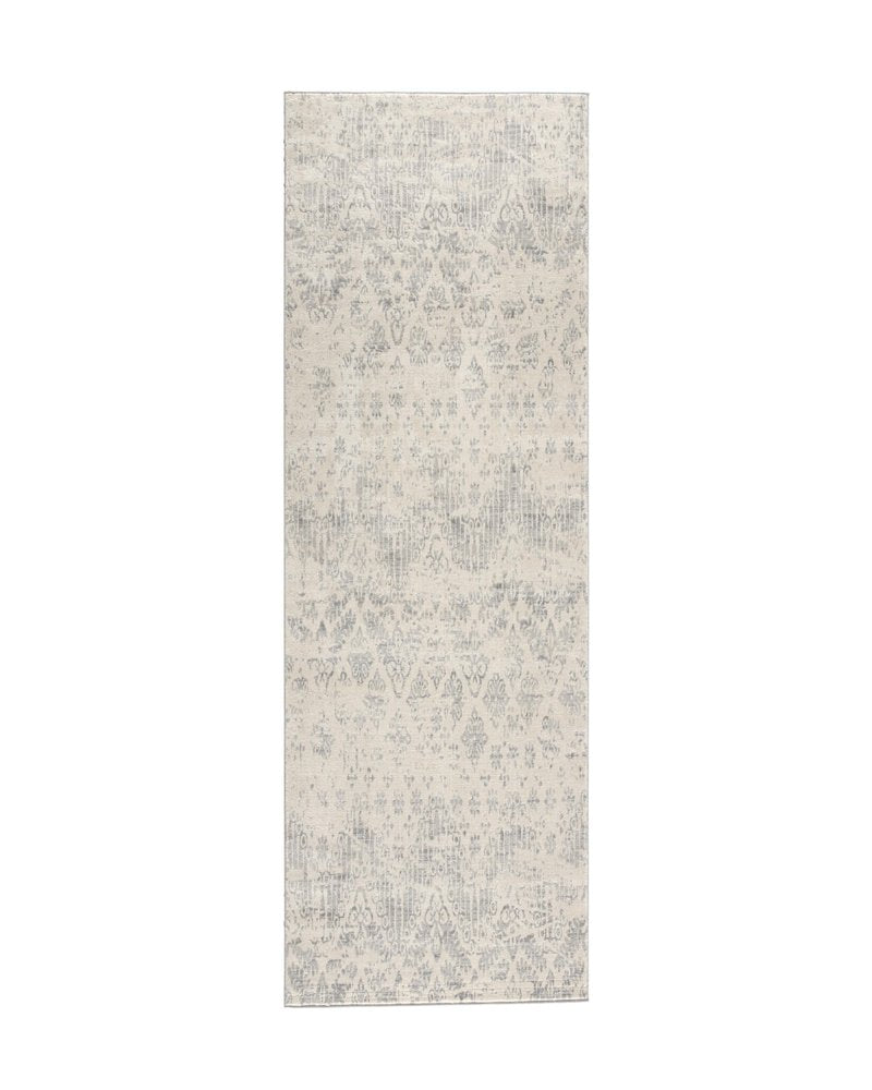 5' X 8' Ivory Distressed Ikat Pattern Area Rug
