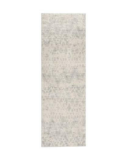 5' X 8' Ivory Distressed Ikat Pattern Area Rug