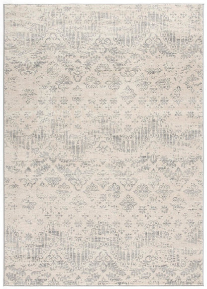 4' X 6' Ivory Distressed Ikat Pattern Area Rug