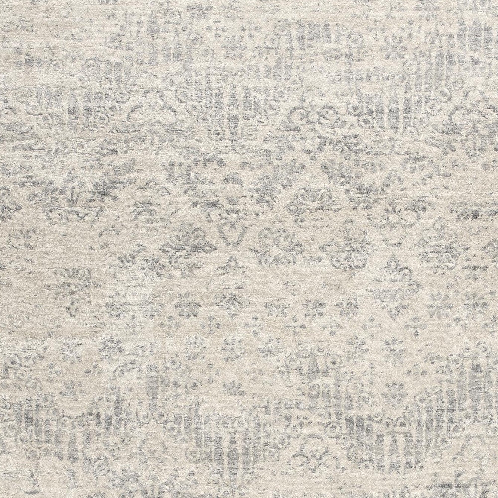 2' X 8' Ivory Distressed Ikat Pattern Runner Rug