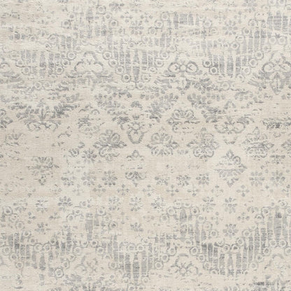 2' X 8' Ivory Distressed Ikat Pattern Runner Rug