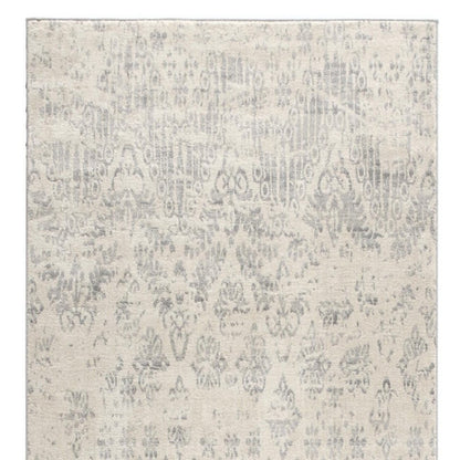 5' X 8' Ivory Distressed Ikat Pattern Area Rug