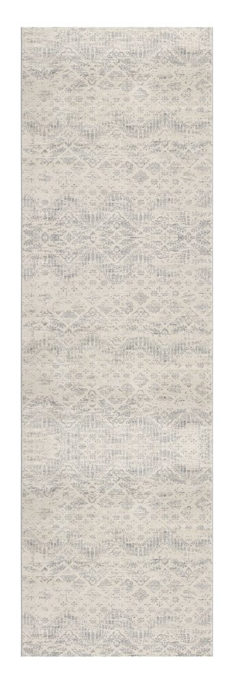 5' X 8' Ivory Distressed Ikat Pattern Area Rug