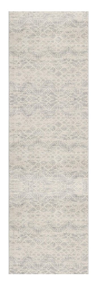 2' X 3' Ivory Distressed Ikat Pattern Scatter Rug