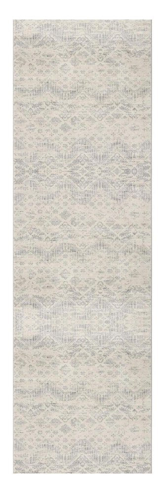 2' X 3' Ivory Distressed Ikat Pattern Scatter Rug