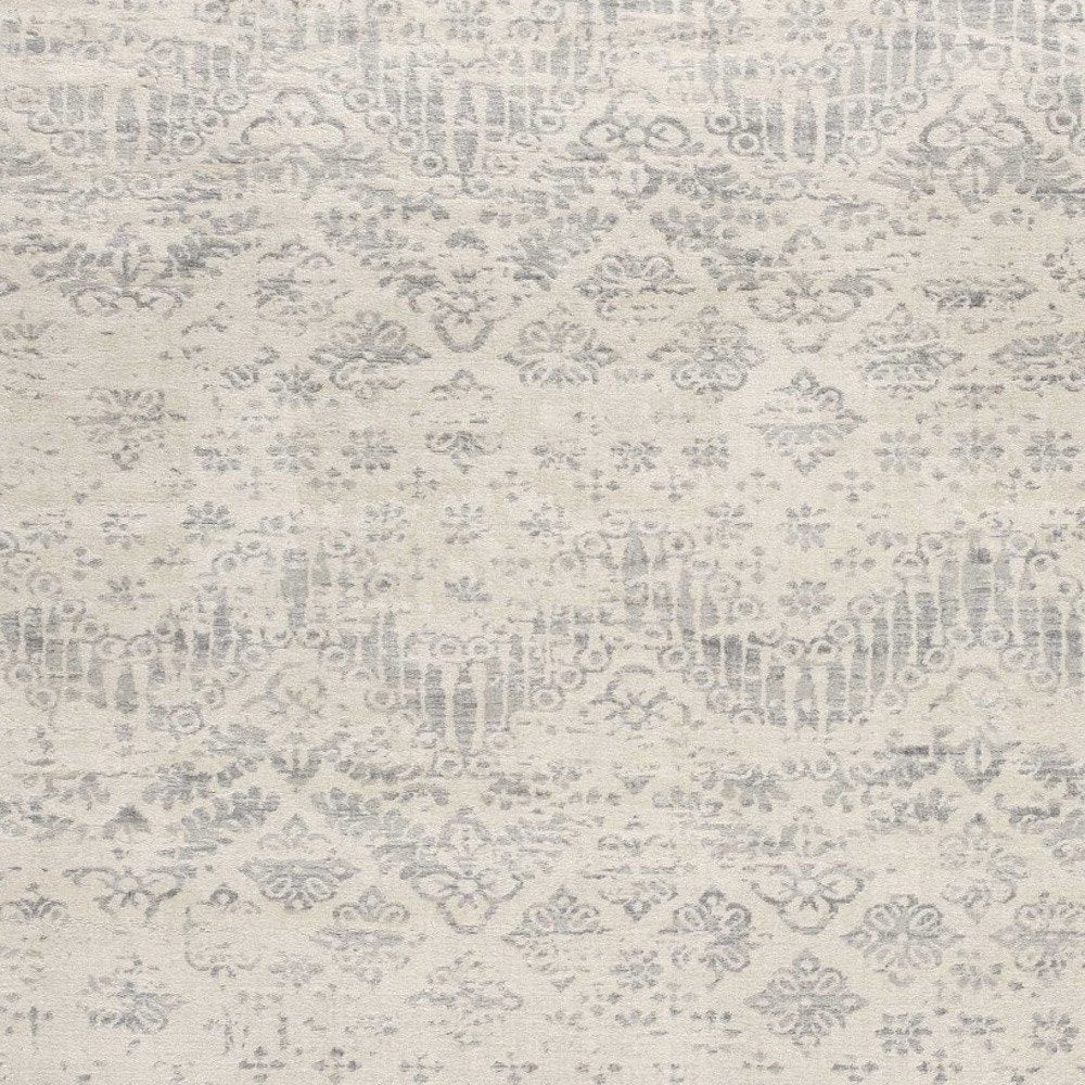 5' X 8' Ivory Distressed Ikat Pattern Area Rug
