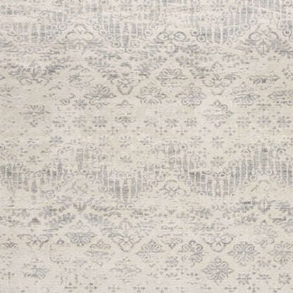 5' X 8' Ivory Distressed Ikat Pattern Area Rug
