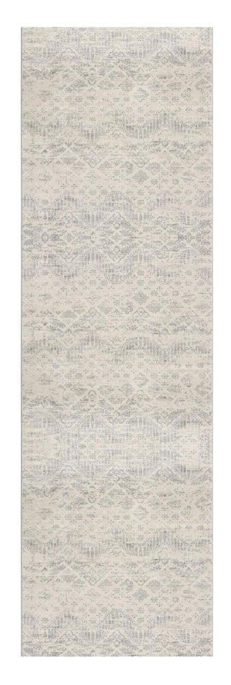 2' X 3' Ivory Distressed Ikat Pattern Scatter Rug