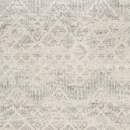 2' X 8' Ivory Distressed Ikat Pattern Runner Rug