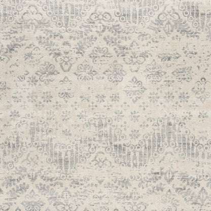 2' X 8' Ivory Distressed Ikat Pattern Runner Rug