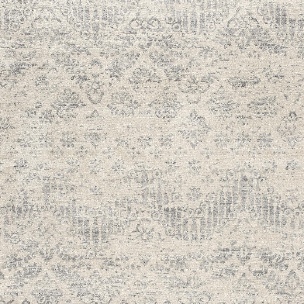 2' X 8' Ivory Distressed Ikat Pattern Runner Rug