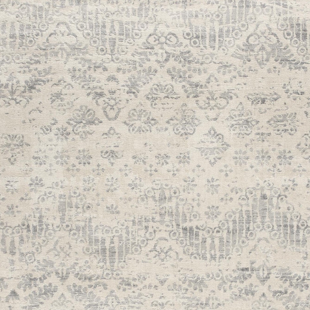 2' X 8' Ivory Distressed Ikat Pattern Runner Rug