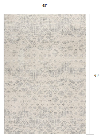 2' X 8' Ivory Distressed Ikat Pattern Runner Rug