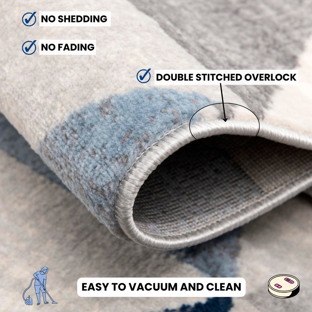 2' X 8' Navy Blue Geometric Diamond Runner Rug