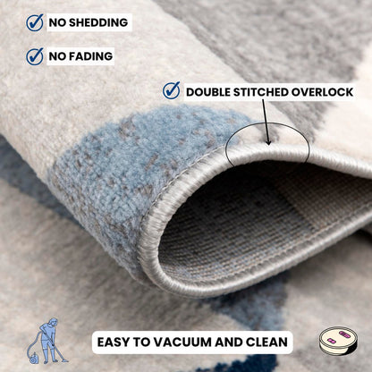 2' X 8' Navy Blue Geometric Diamond Runner Rug