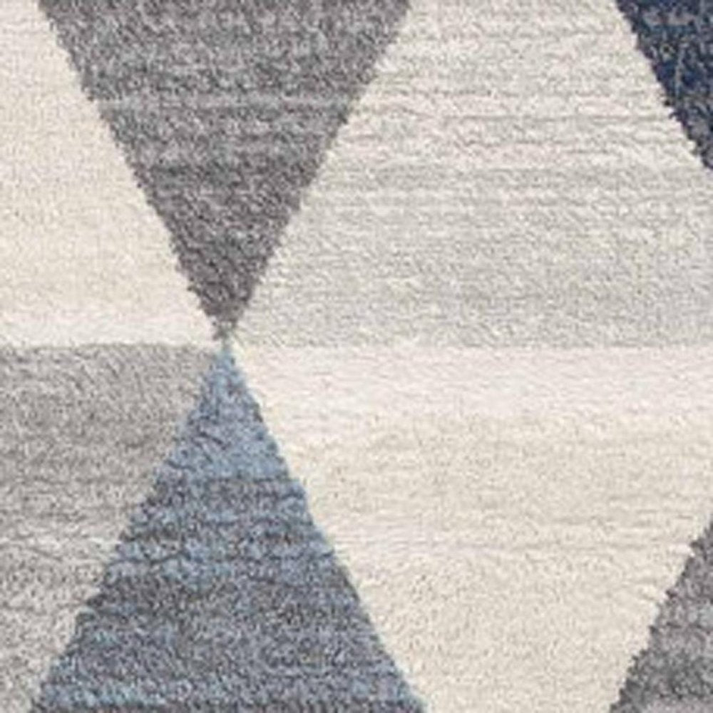 2' X 8' Navy Blue Geometric Diamond Runner Rug