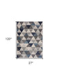 2' X 8' Navy Blue Geometric Diamond Runner Rug