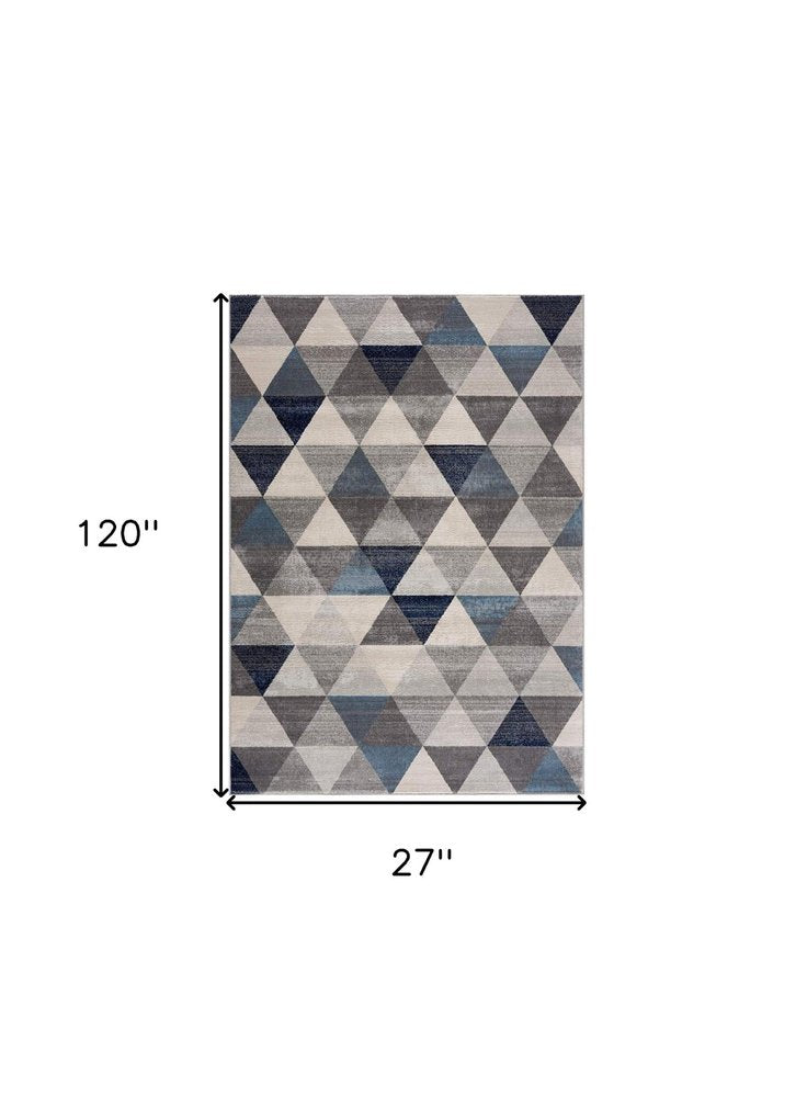 2' X 3' Navy Blue Geometric Diamond Scatter Rug