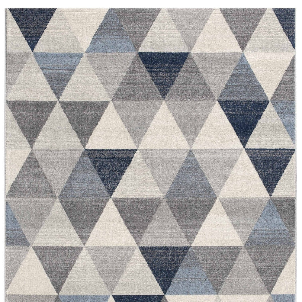 5' X 8' Navy Blue Geometric Diamond Area Rug