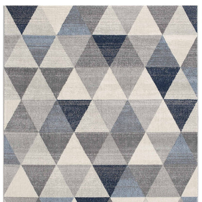 5' X 8' Navy Blue Geometric Diamond Area Rug