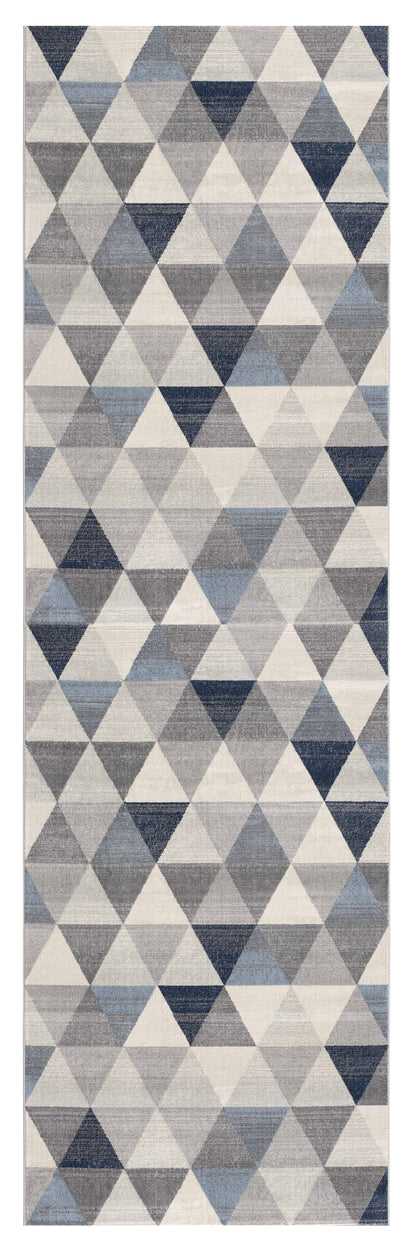 5' X 8' Navy Blue Geometric Diamond Area Rug