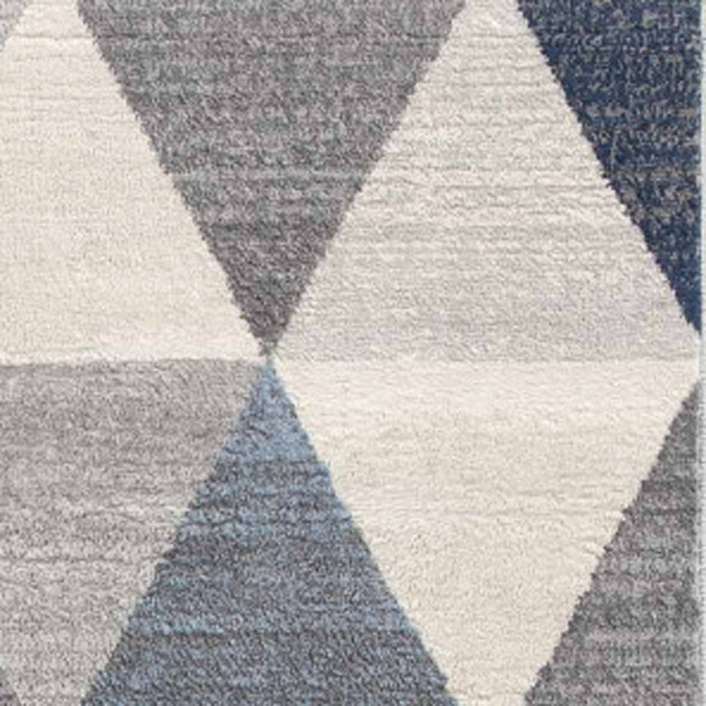 5' X 8' Navy Blue Geometric Diamond Area Rug